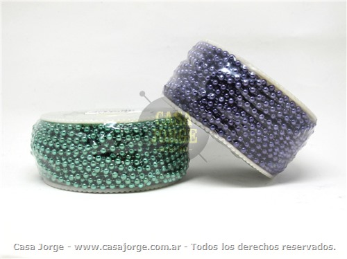 PERLITAS DE COLORES DE 4 MM POR 25 YARDAS COLOR VERDE O VIOLETA